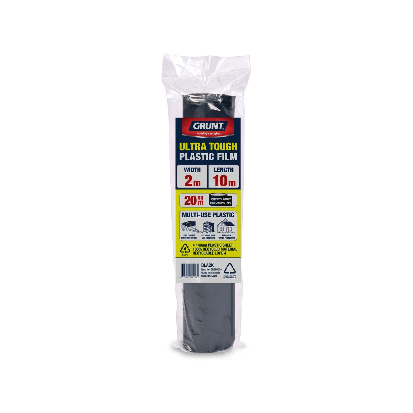 Grunt Multi Use Plastic Film - 2 x 10m - Black