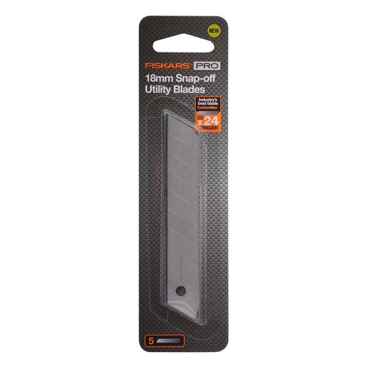Fiskars 18mm Pro Carbonmax Snap Off Blades 5 Pack - Steel - 110mm