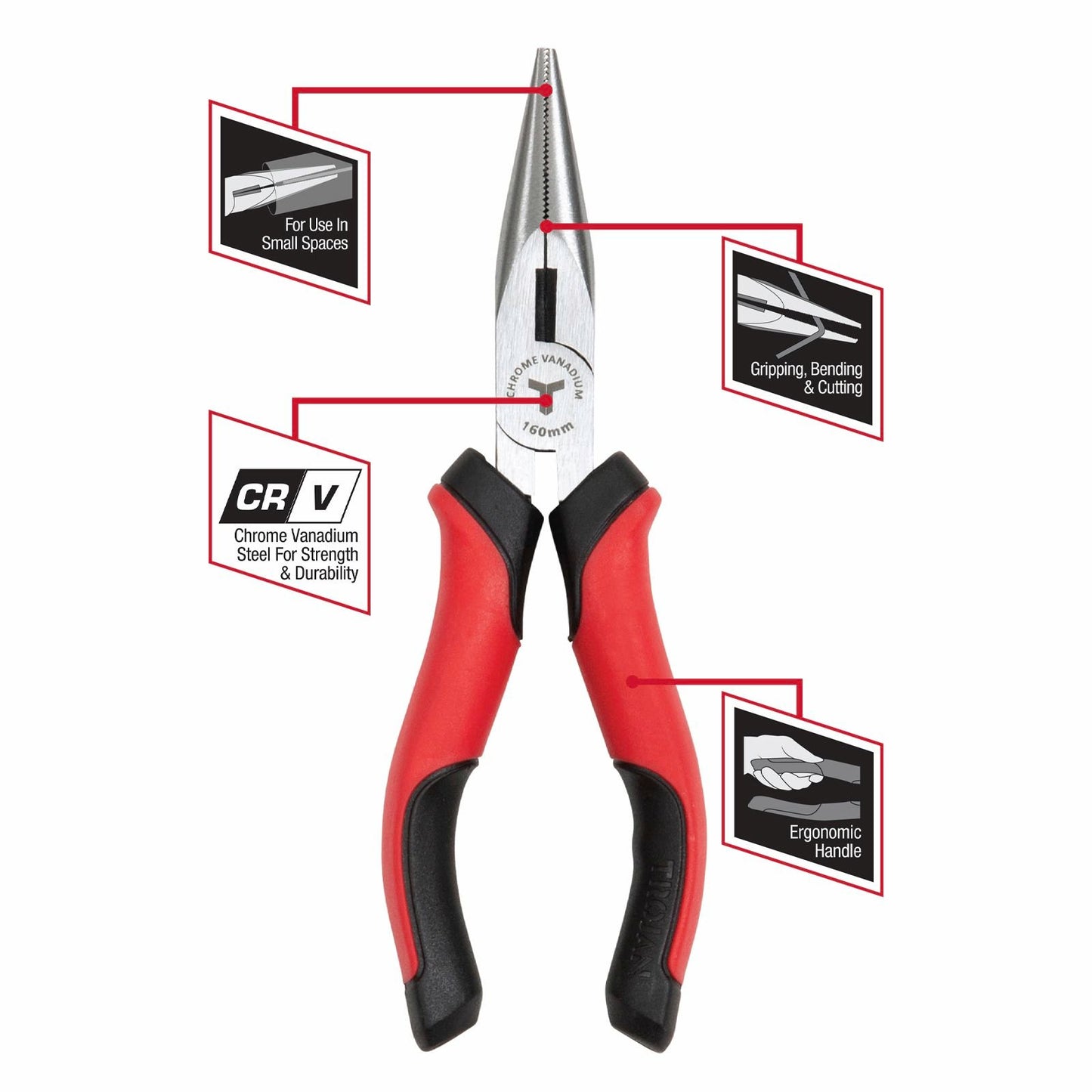 Trojan Long Nose Plier - 160mm