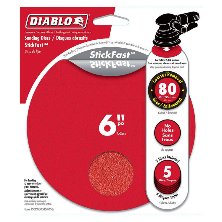 Diablo 150mm 80 Grit Stickfast Sanding Disc 5 Pack