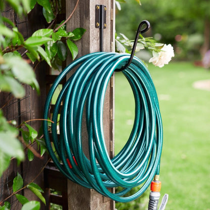 Haxbury Black Hose Hook - 30m Powder Coated Steel - Garden Storage