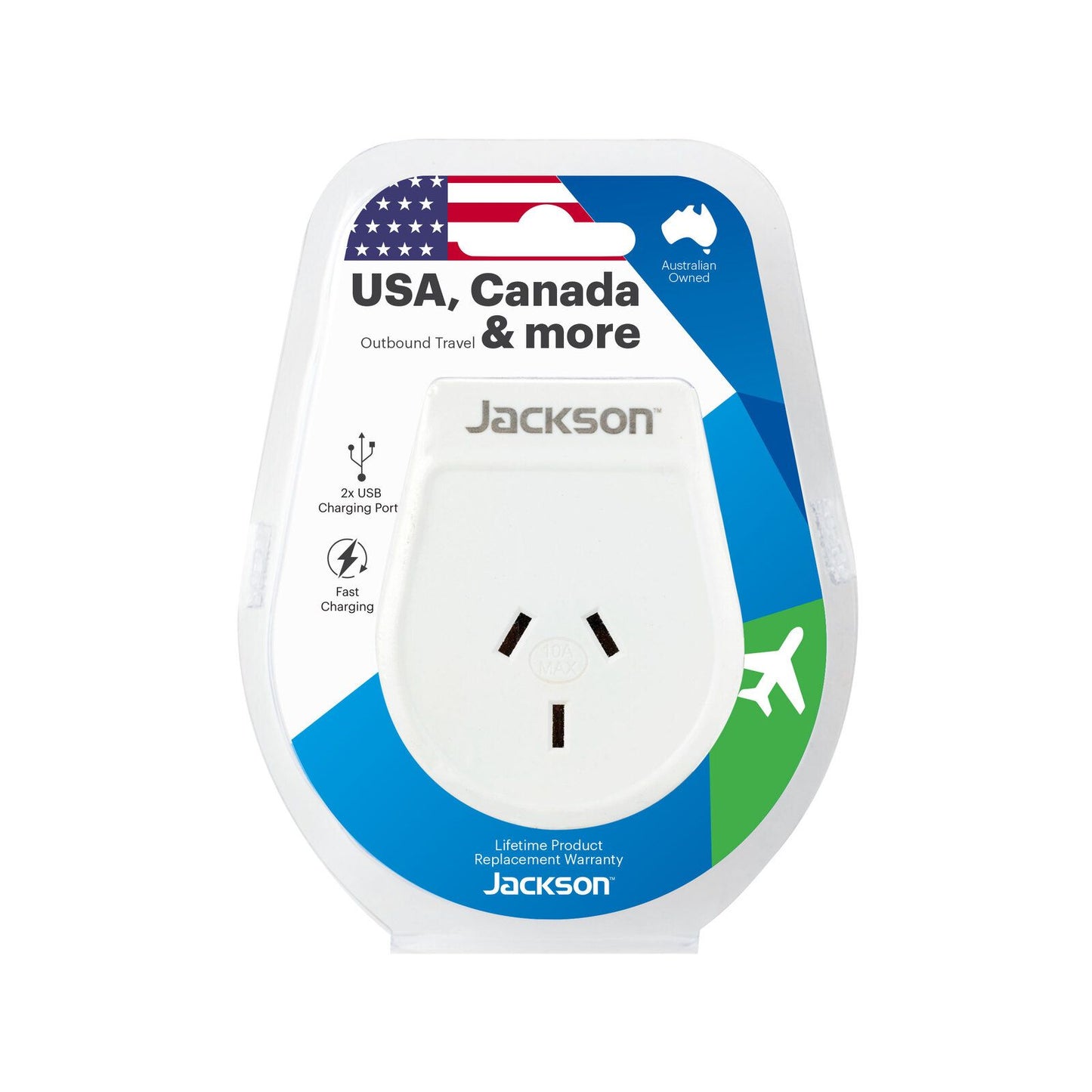 Jackson Outbound Slim USB Travel Adaptor - USA, Canada