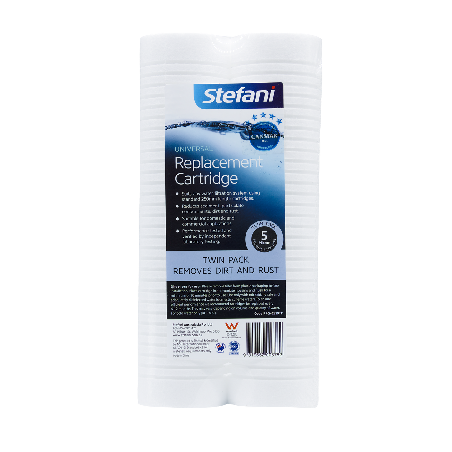 Stefani Normal Duty Universal Cartridge - 5.0 Micron - 2 Pack
