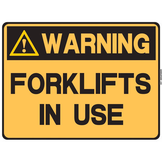 Sandleford Forklifts in Use Plastic Sign - 450 x 600mm