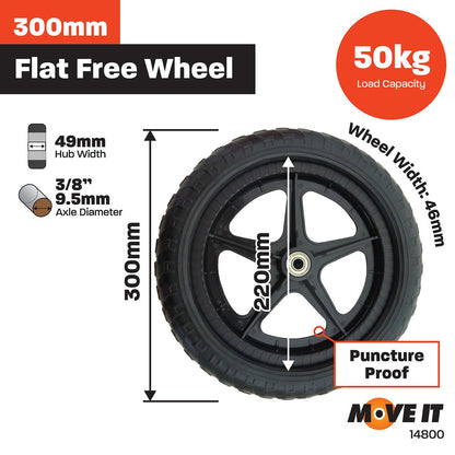 Move It Nylon Spoked Wheel 300mm Black Durable Outdoor Use