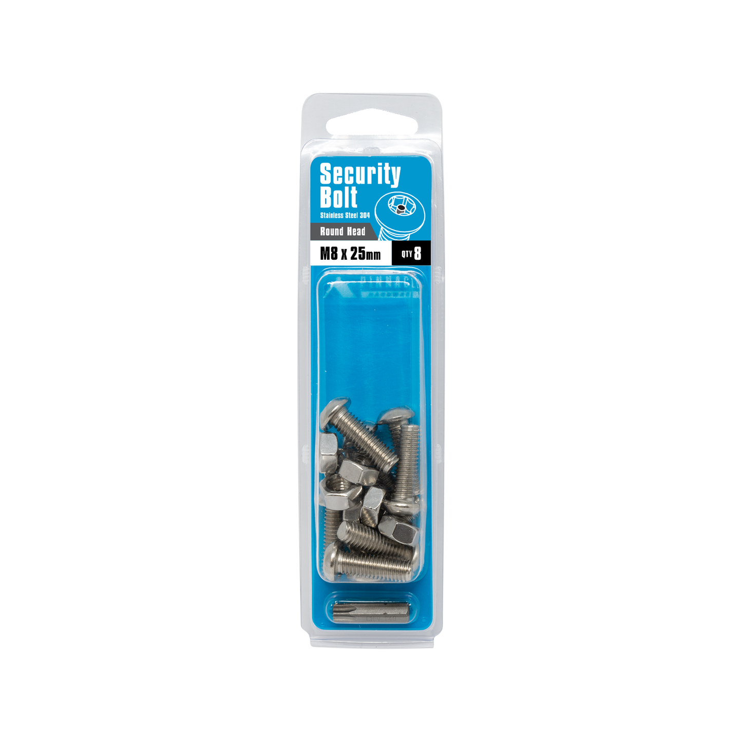 Pinnacle M8 x 25mm Stainless Steel Security Bolts - 8 Pack