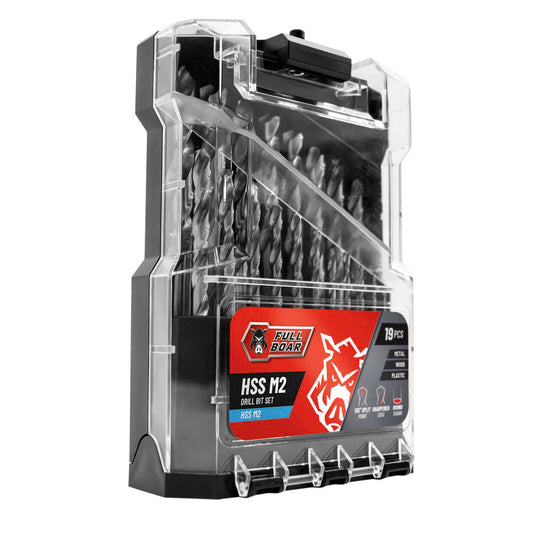 Full Boar HSS M2 Drill Bit Set - 19 Piece