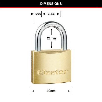 Master Lock 40mm Brass Keyed Padlock 4 Pack - Rust Resistant