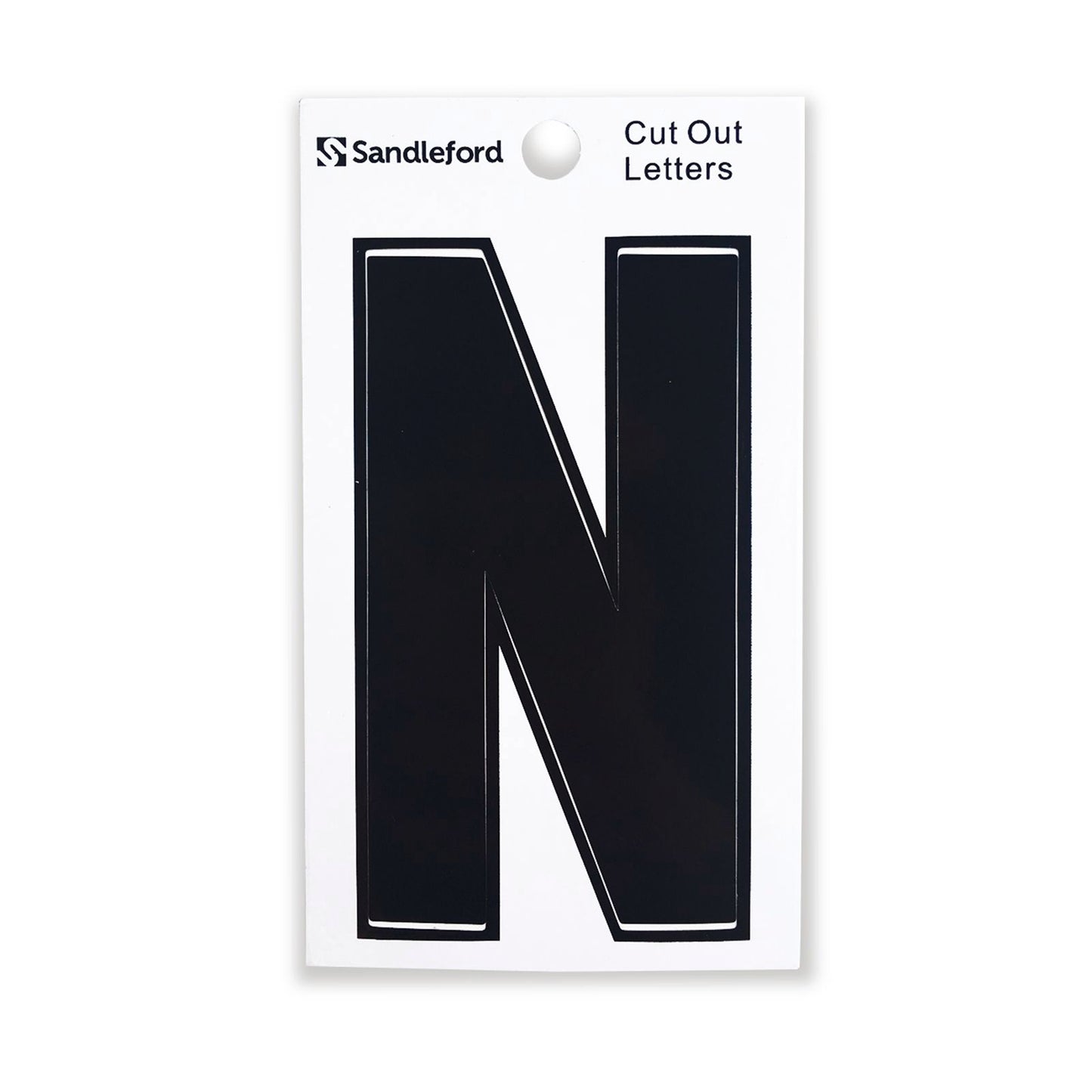 Sandleford Black Cut Out Self Adhesive House Letter N - 85mm