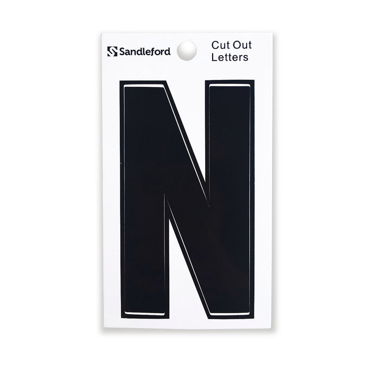 Sandleford Black Cut Out Self Adhesive House Letter N - 85mm