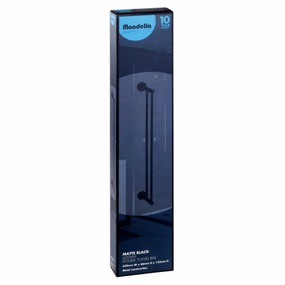 Mondella Matte Black Double Towel Rail 620mm - 2 Towels Capacity