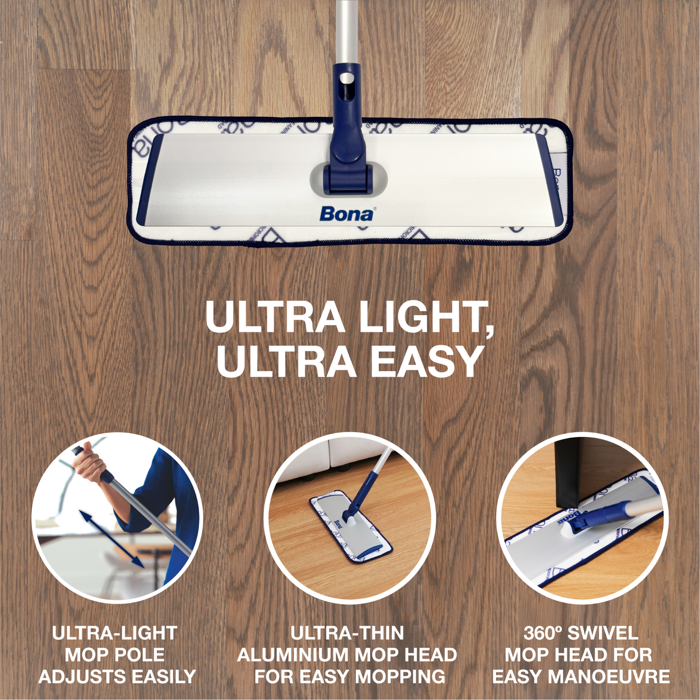 Bona Deluxe Microfibre Mop - 2 Pads - 1360mm