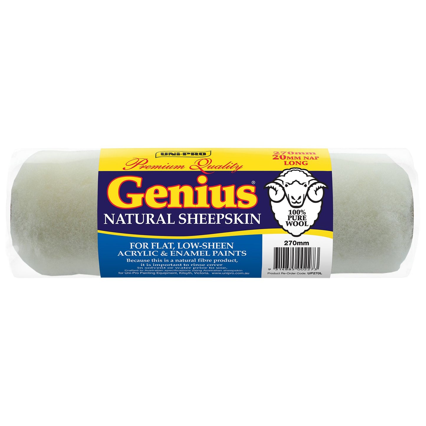 Uni Pro Genius Sheepskin Roller Cover - 270mm - 20mm Nap