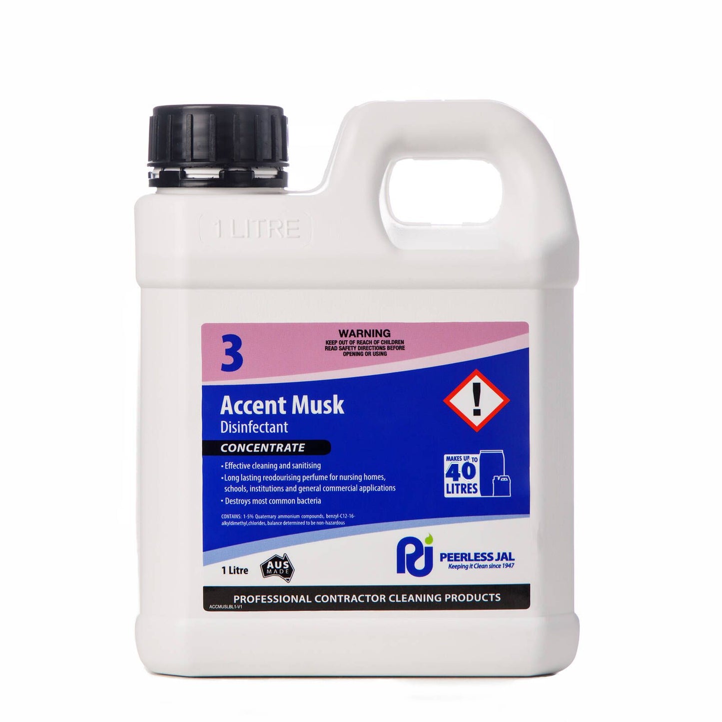 Peerless JAL Accent Musk Disinfectant Concentrate - 1L