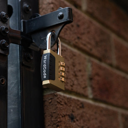 Wordcode 38mm Brass 4 Dial Resettable Padlock