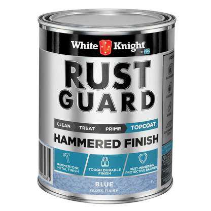 White Knight Rust Guard Blue Gloss Hammered Finish Paint - 1L