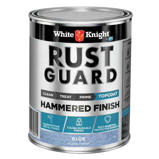 White Knight Rust Guard Blue Gloss Hammered Finish Paint - 1L