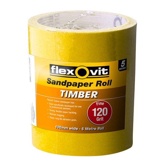 Flexovit Timber Sandpaper Roll - 115mm x 5m - 120 Grit