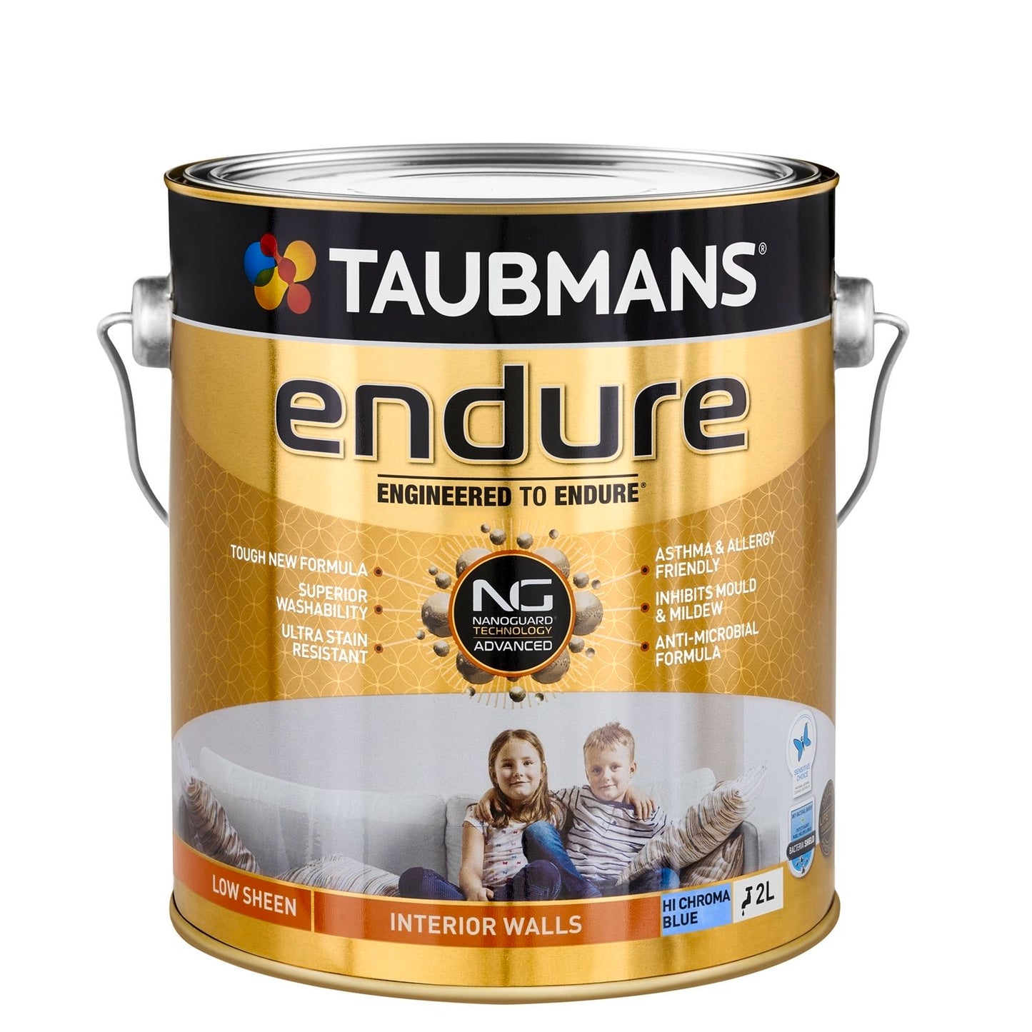 Taubmans Endure Interior Walls Paint - 2L - Hi C Blue - Low Sheen