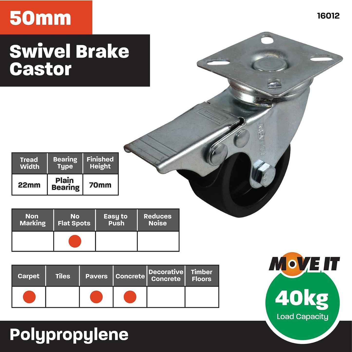 Move It Swivel Brake Castor - 50mm
