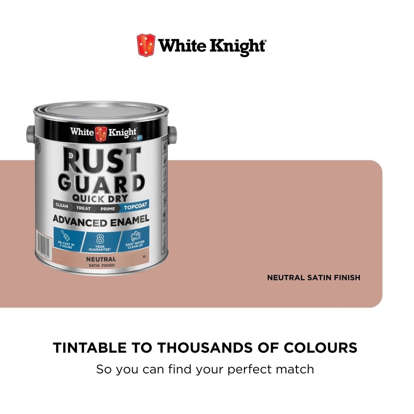 White Knight Rust Guard Advanced Enamel Paint - 4L - Neutral Satin