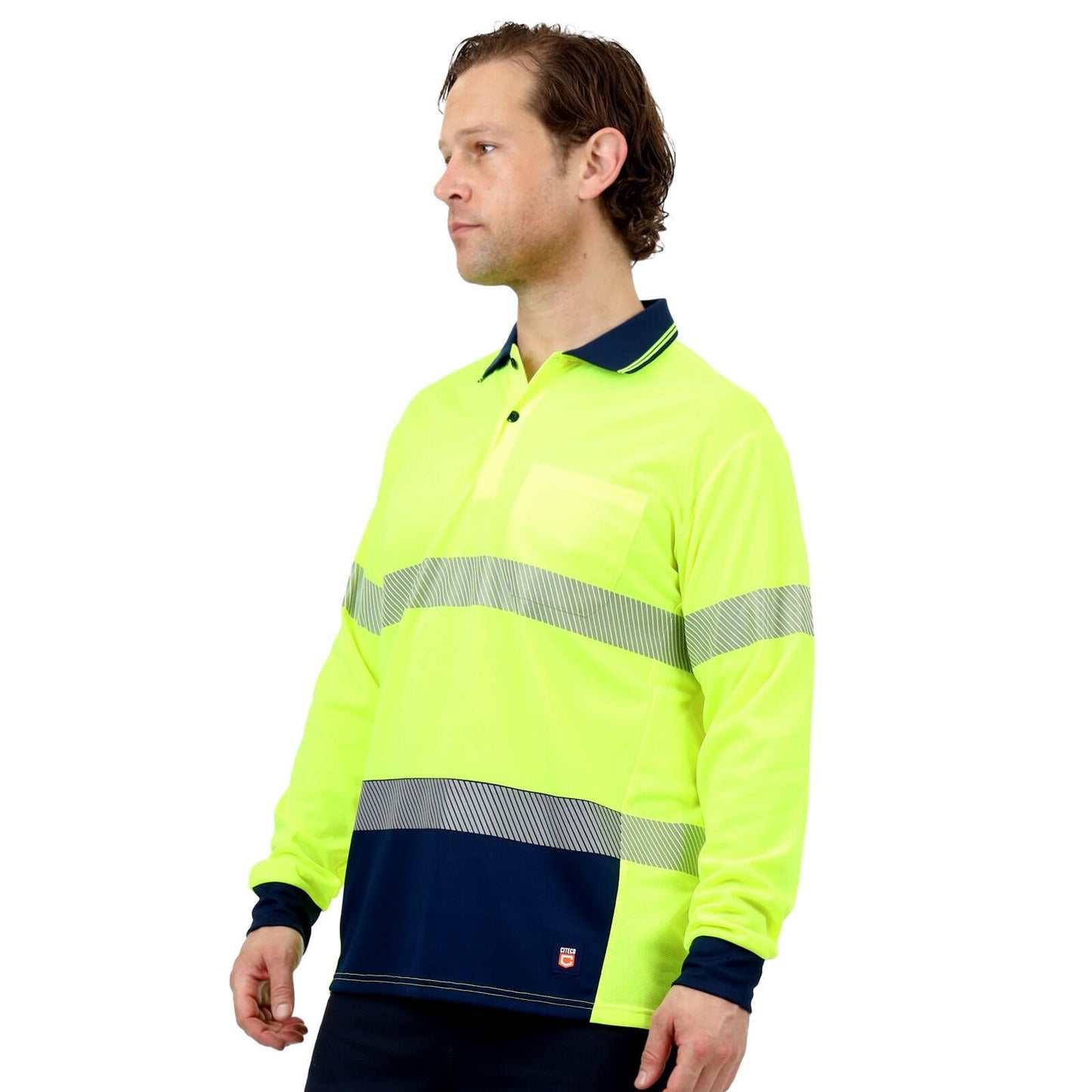 Citeco Yellow Hi Vis Long Sleeve Polo - Small
