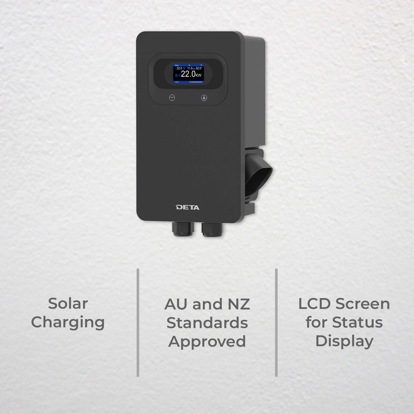 Deta 7kW/22kW Dual Phase Wall Mount EV Charger - 5m