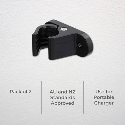 Deta EV Wall Mount Cable Holder - 31 x 46.5 x 77mm - 2 Pack - Black