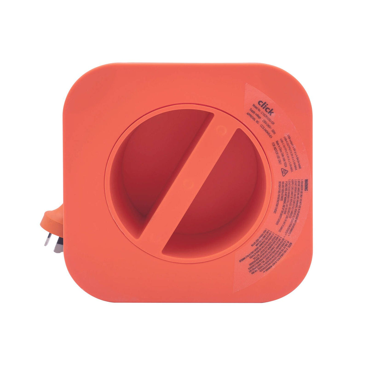 Click 3 Outlets 10m Square Cable Reel with USB Charger Orange