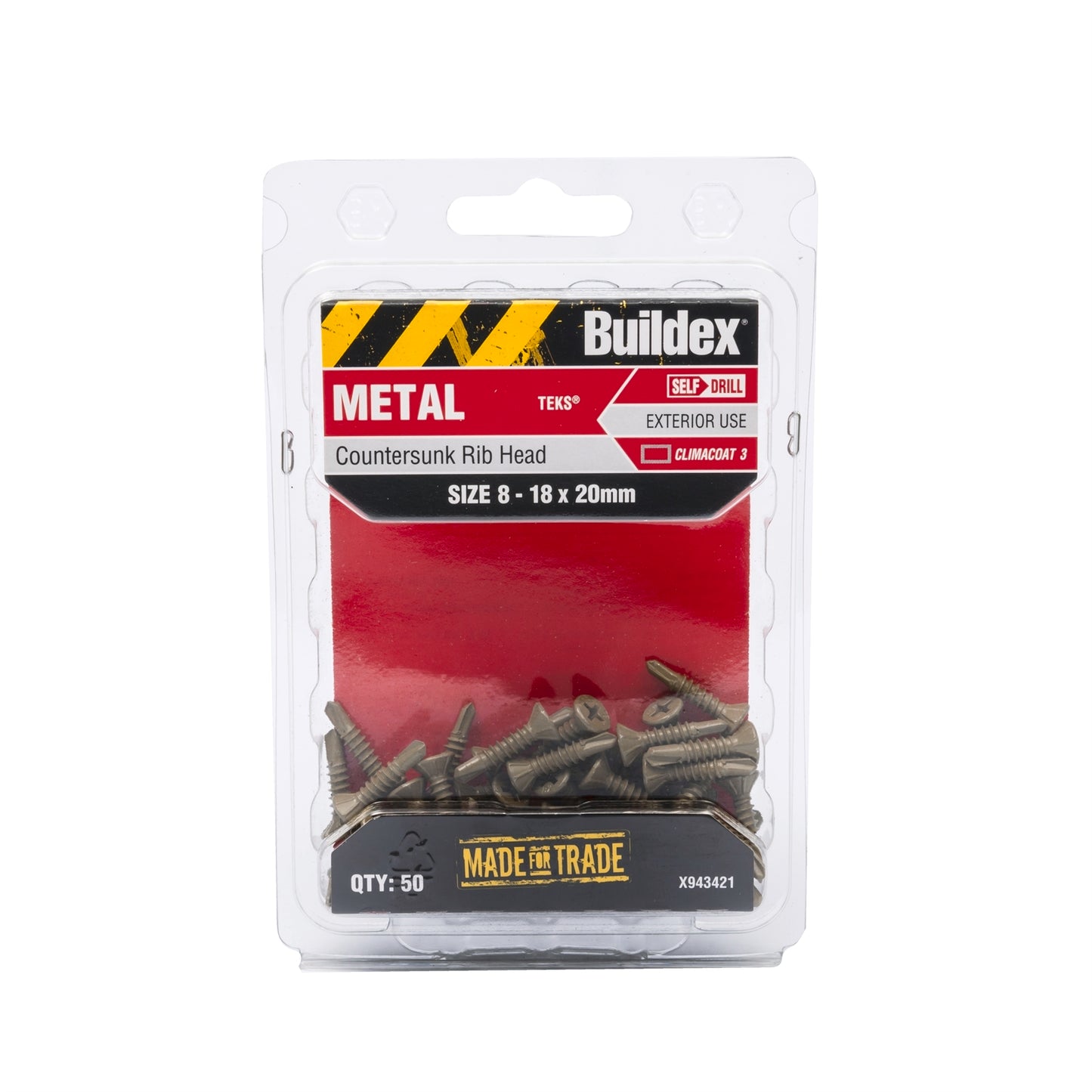 Buildex Metal Tek Screws - 8 18x20mm - 50 Pack