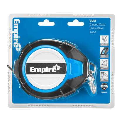 Empire Tape Measure - 30m - Nylon-Coated Steel - Durable ABS Casing
