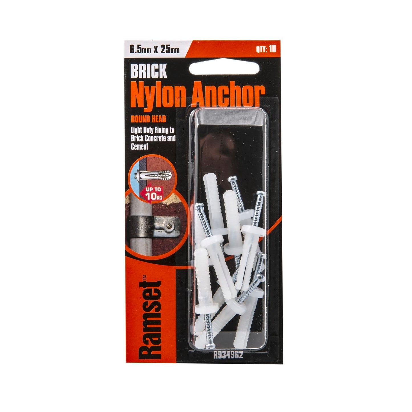 Ramset Nylon Anchor - 6.5 x 25mm - 10 Pack