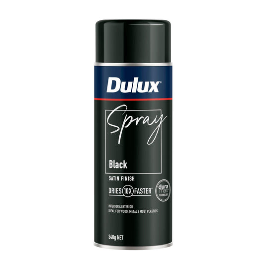 Dulux Black Satin Spray Paint - 340g
