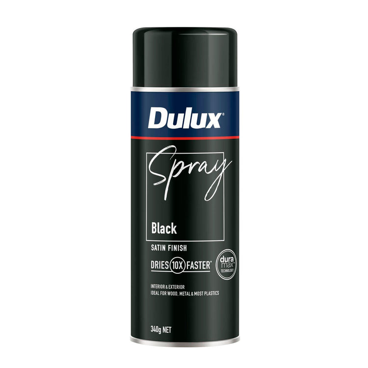 Dulux 340g Black Satin Finish Spray Paint