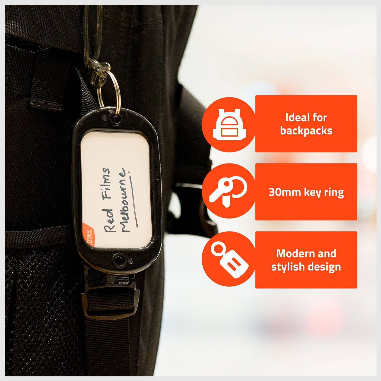 Taskmaster Extra Large Key Tags - 95 x 56mm - Black - 2 Pack