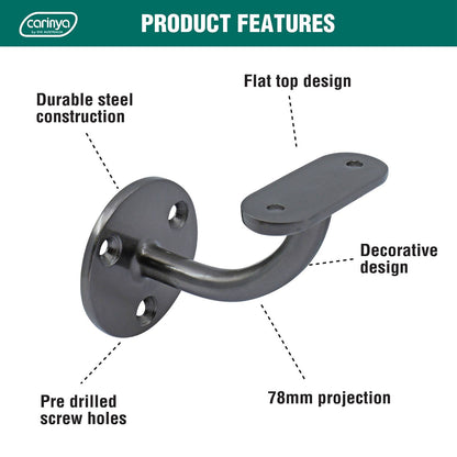 Carinya Black Nickel Handrail Bracket - 70 x 90 x 95mm