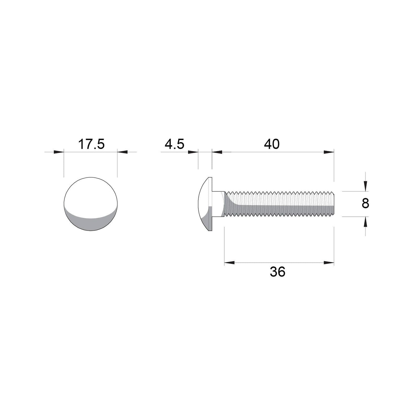 Zenith M8 x 40mm - Hot Dip Galvanised Cup Head Bolts & Nuts - 25 Pack