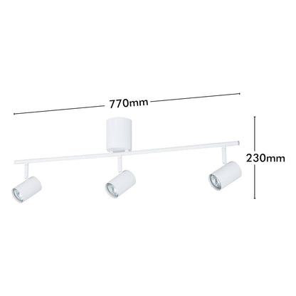 Verve Design White Gabriella 3 Head Adjustable GU10 Spotlight - 770 x 230mm