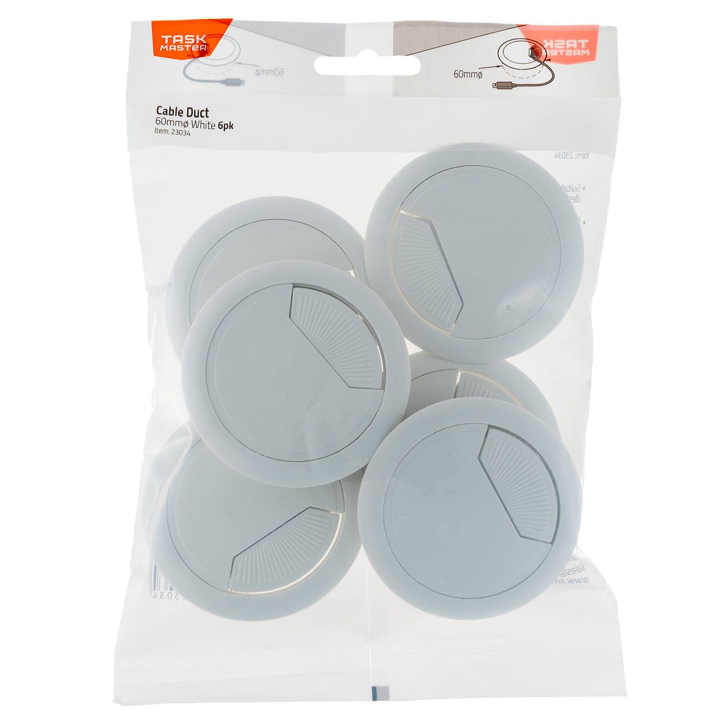 Taskmaster Cable Duct - 60mm - White - 6 Pack