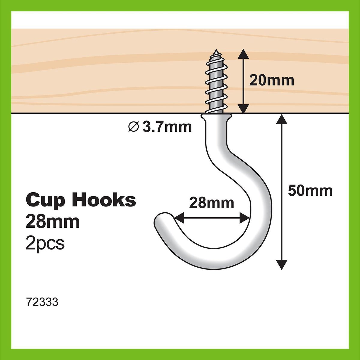Everhang Cup Hooks - 28mm - PVC - Easy to Install - 2 Pack