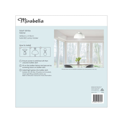 Mirabella Eliza Batten Fix - Metal Dome - Matt White
