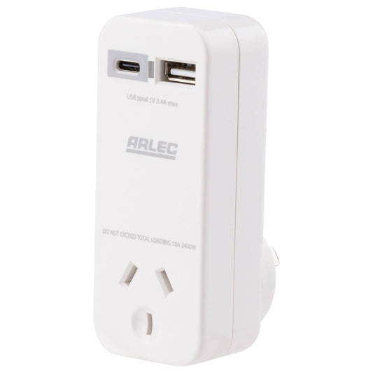 Arlec Compact Power Adapter USB 3.4A
