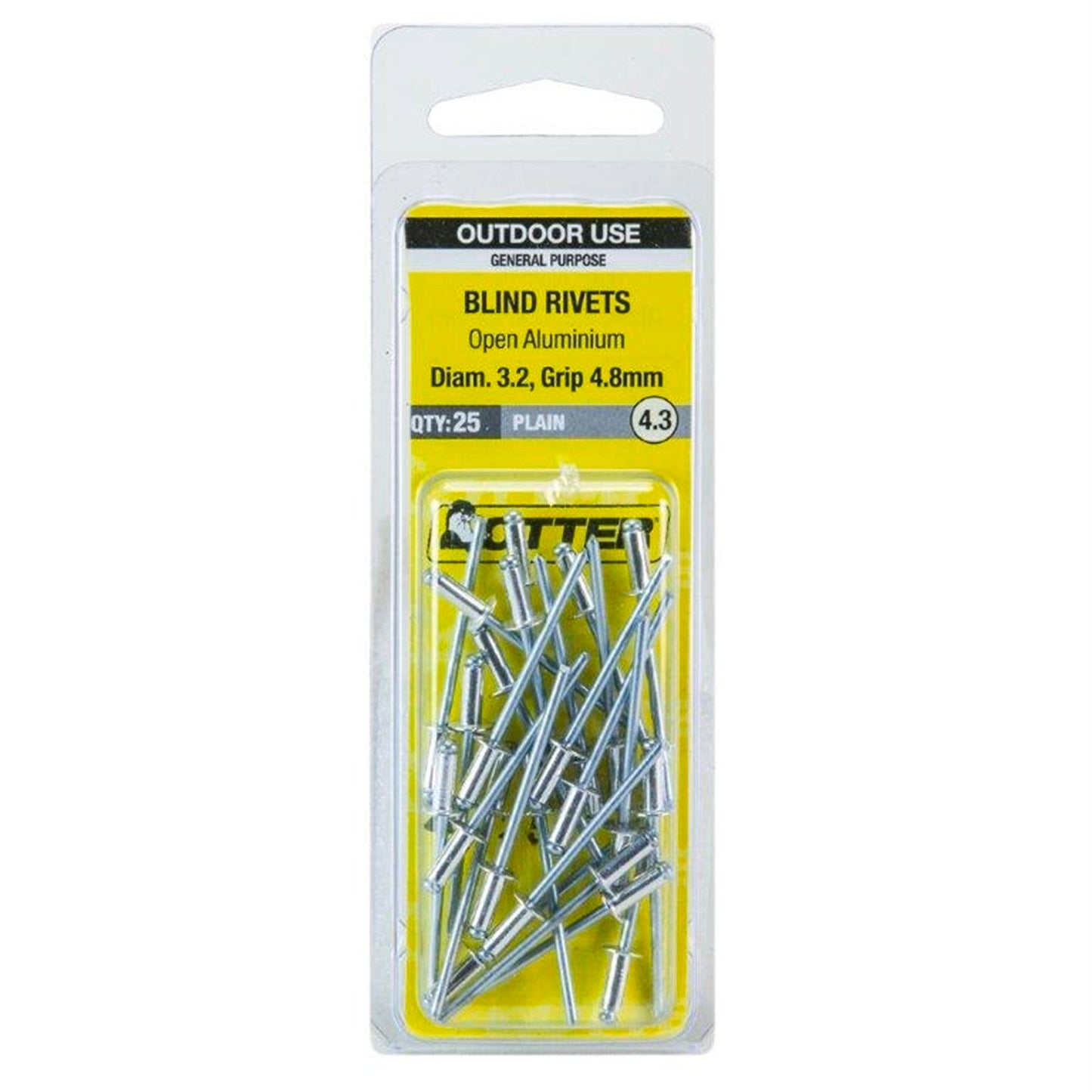 Otter Open Aluminium Blind Rivets - 2 x 4.8mm - 25 Pack
