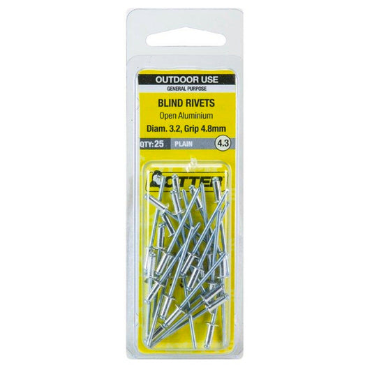Otter Open Aluminium Blind Rivets - 2 x 4.8mm - 25 Pack