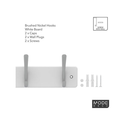 Mode Perma Products 4 Brushed Nickel Hooks White Board Rack Durable