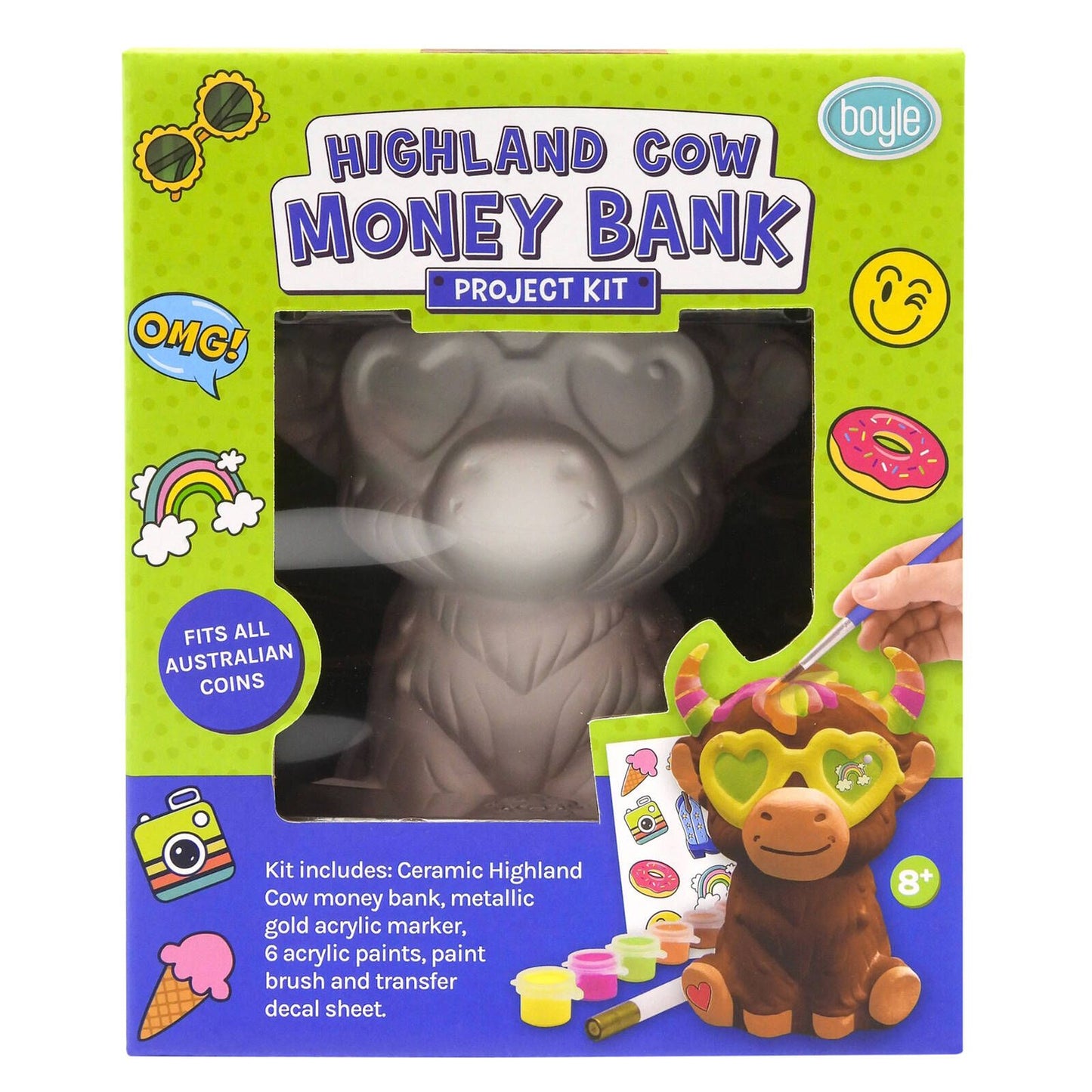 Boyle Highland Cow Money Bank Project Kit - 12 x 10 x 15.5cm