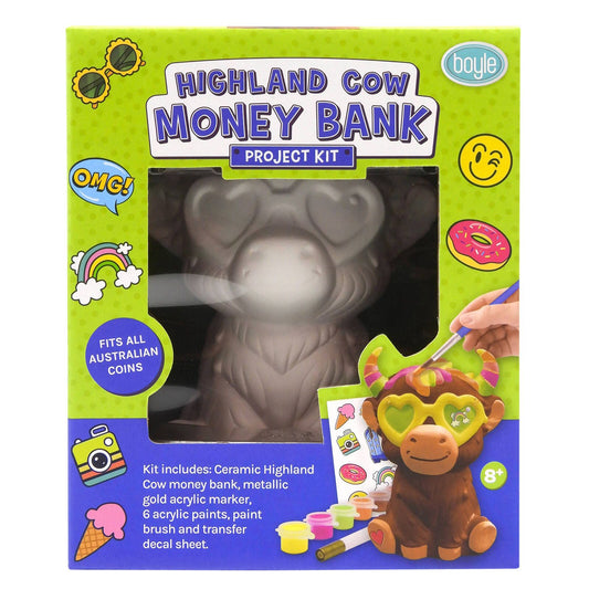 Boyle Highland Cow Money Bank Project Kit - 12 x 10 x 15.5cm