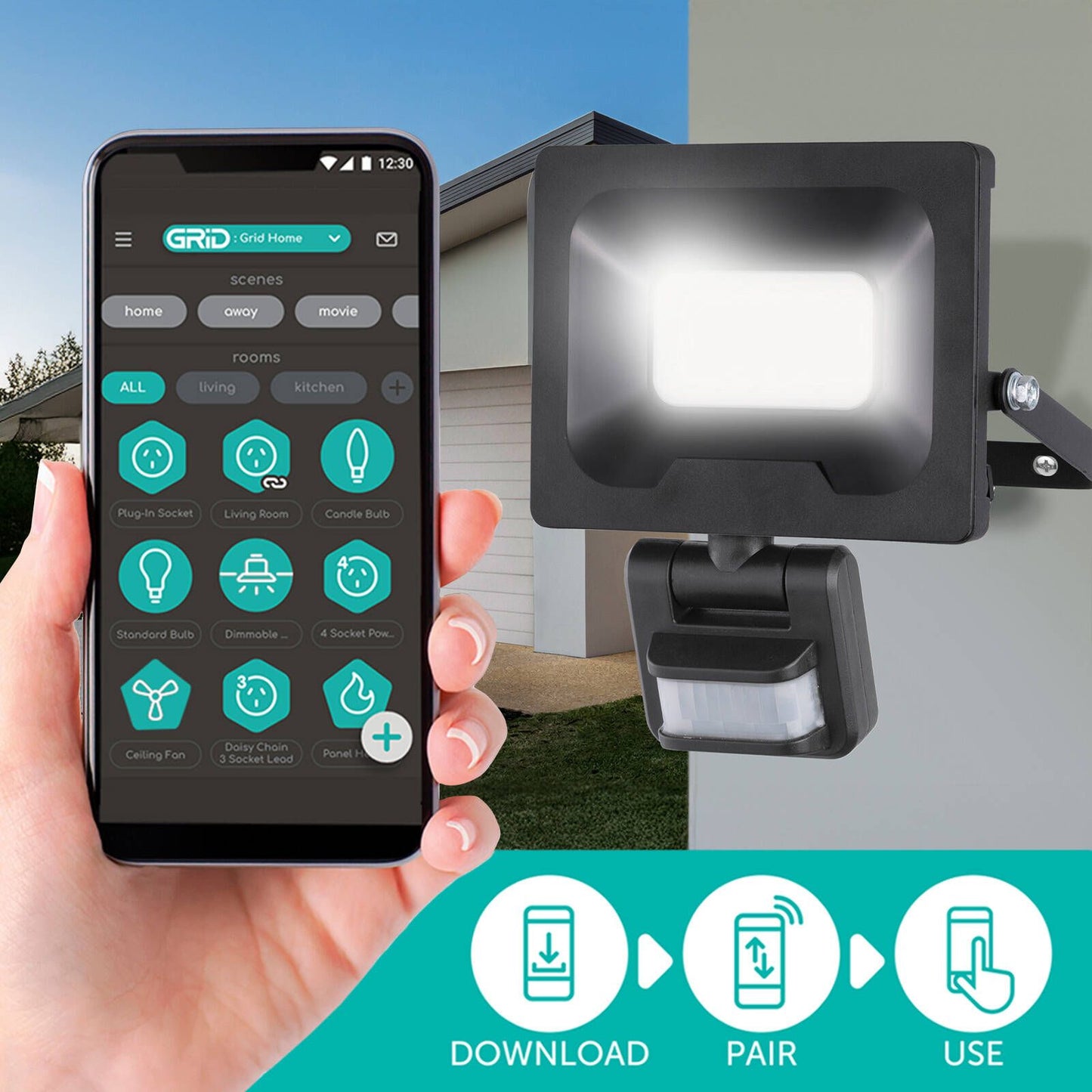 Arlec Smart CCT LED Security Sensor Floodlight - 24W - 2500lm