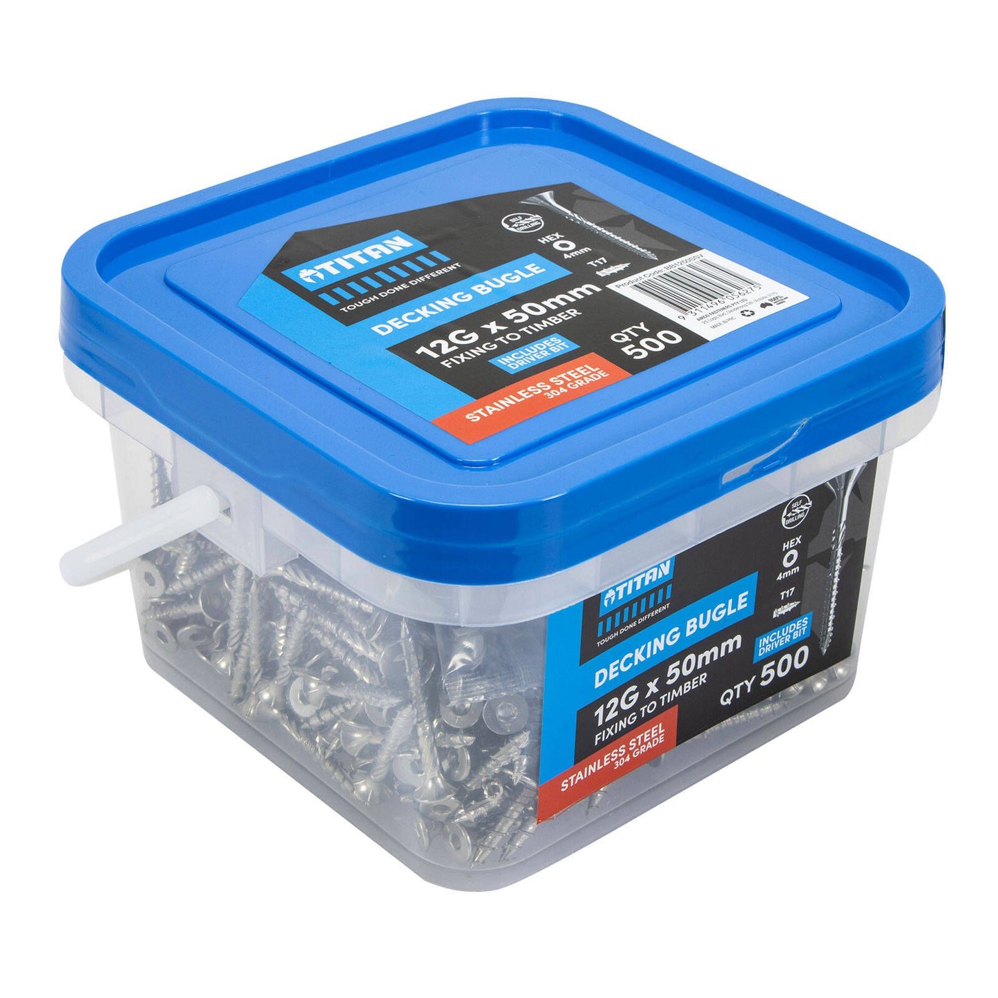 Titan Decking Screws - 12g x 50mm - Stainless Steel - 500 Pack