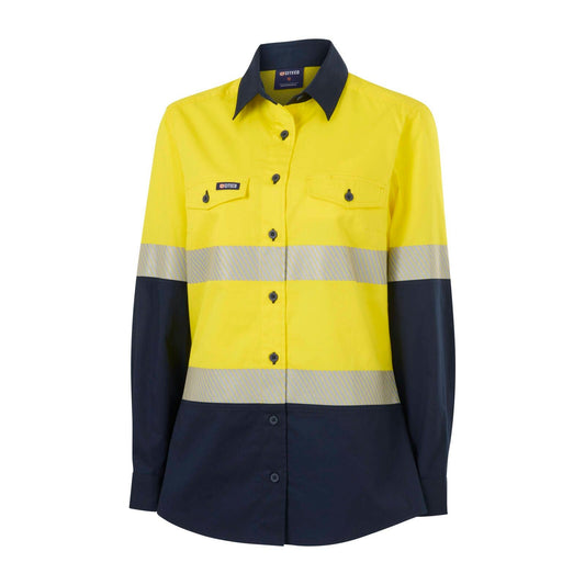 Citeco Womens Long Sleeve Shirt - Size 14 - Yellow Navy